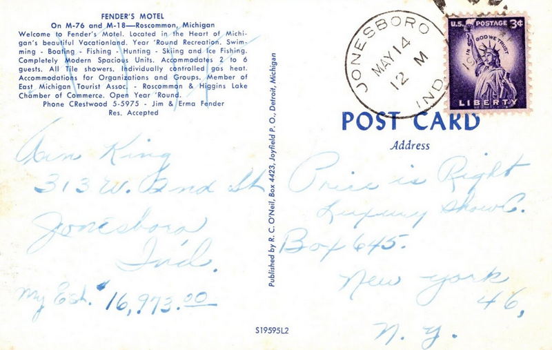 Fenders Motel - Old Postcard (newer photo)